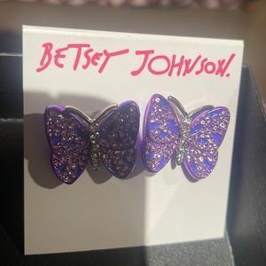 Betsey Johnson Purple Butterfly Post Earrings